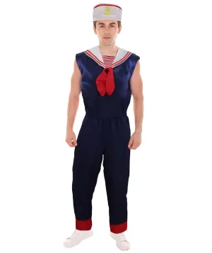 Adult Men's Retro Sailor Costume | Blue & Red Cosplay Costume