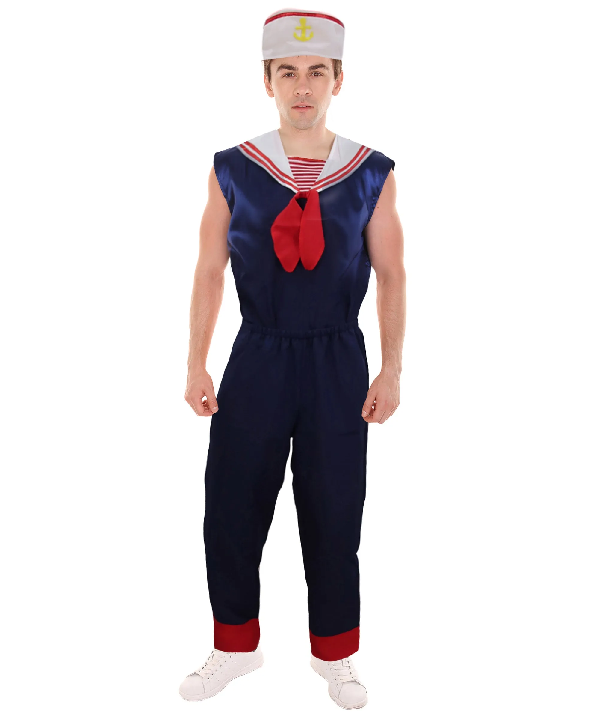 Adult Men's Retro Sailor Costume | Blue & Red Cosplay Costume