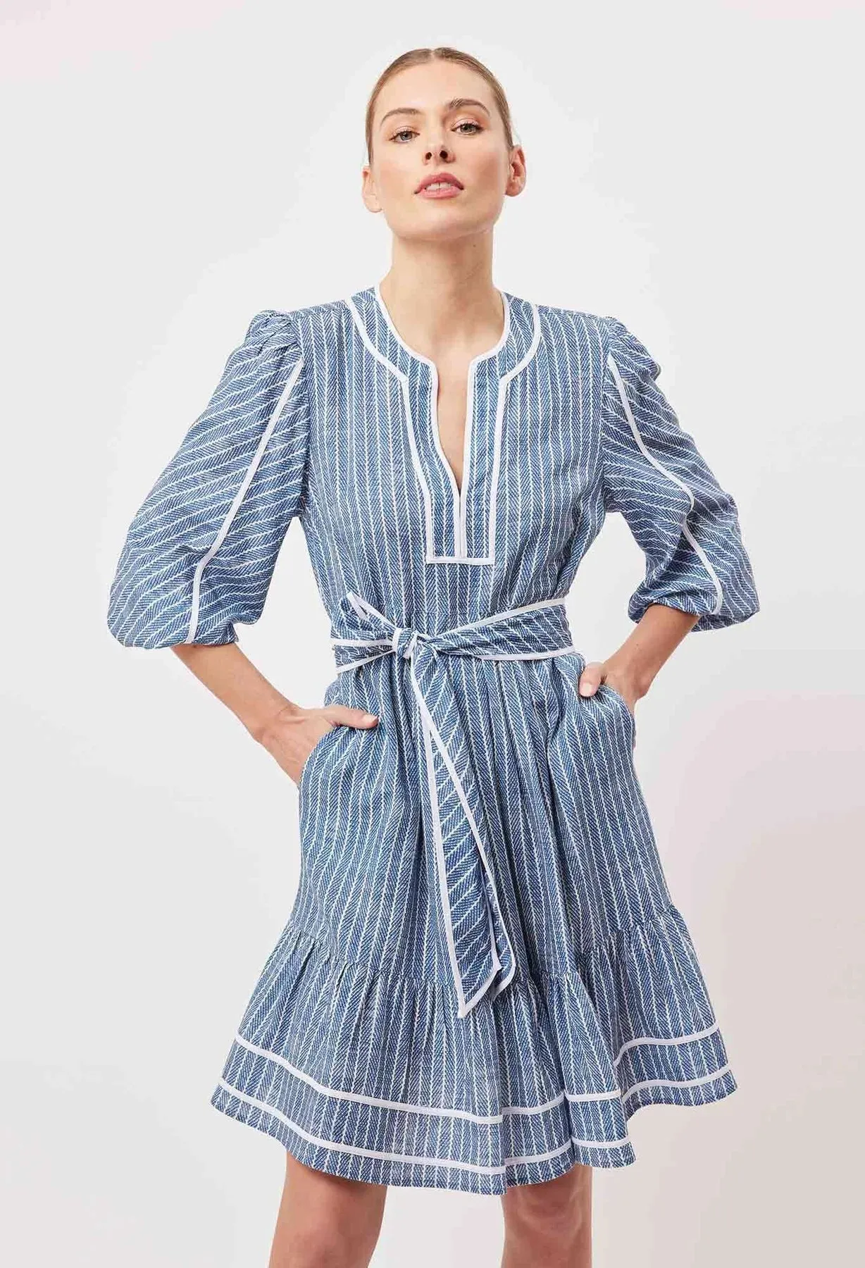 ANTIGUA LINEN VISCOSE BABYDOLL DRESS | Del Mar Stripe