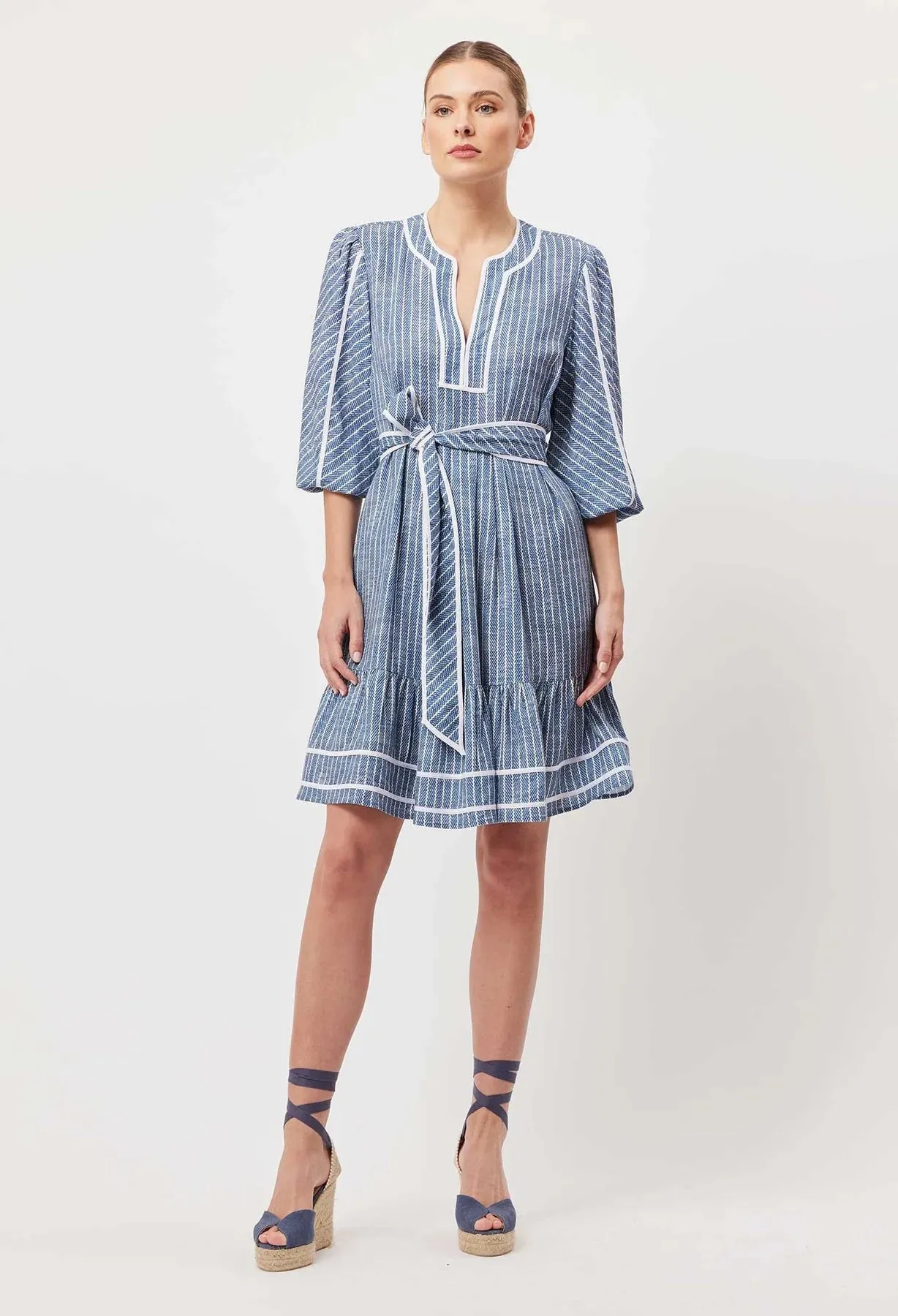ANTIGUA LINEN VISCOSE BABYDOLL DRESS | Del Mar Stripe