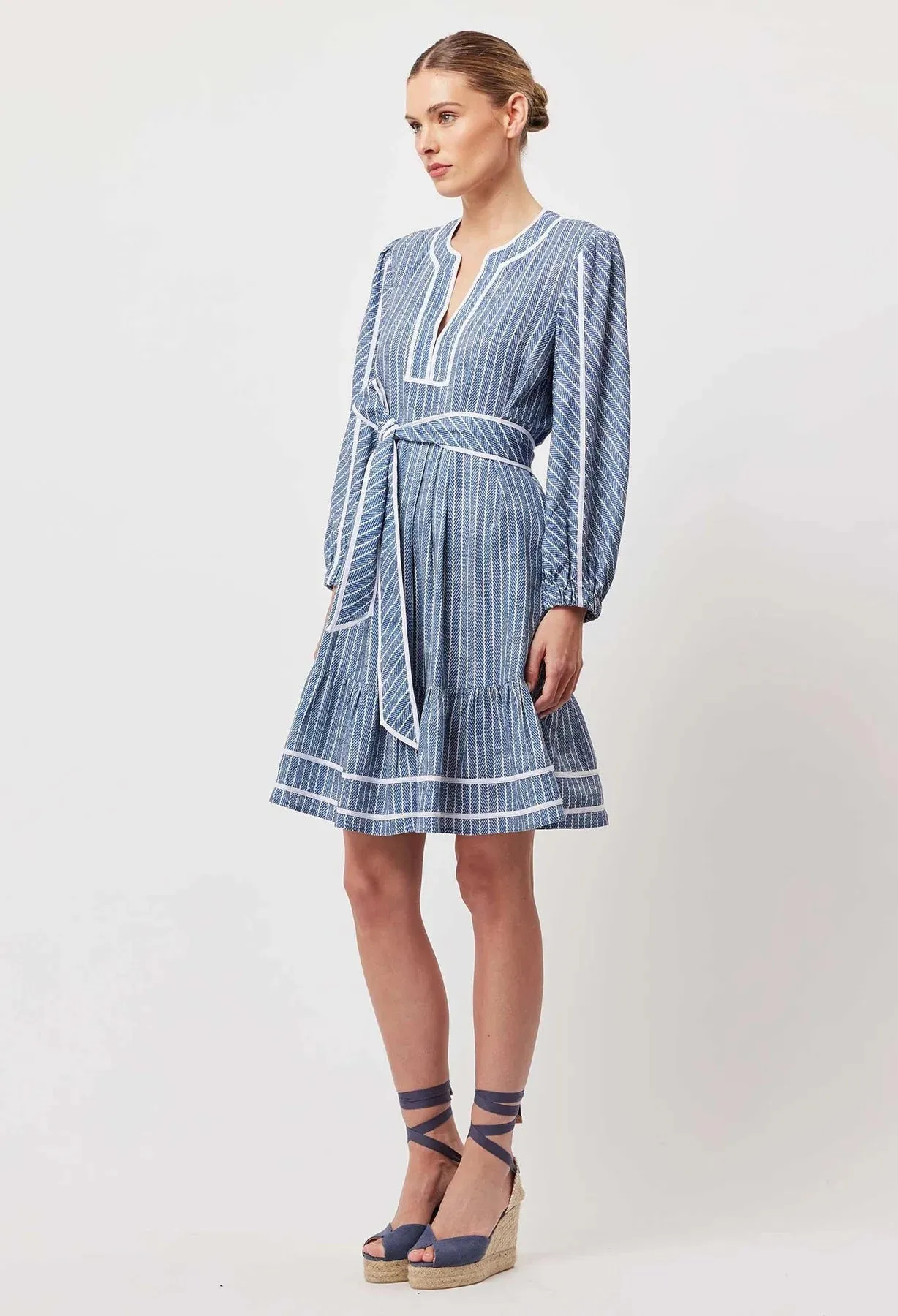 ANTIGUA LINEN VISCOSE BABYDOLL DRESS | Del Mar Stripe