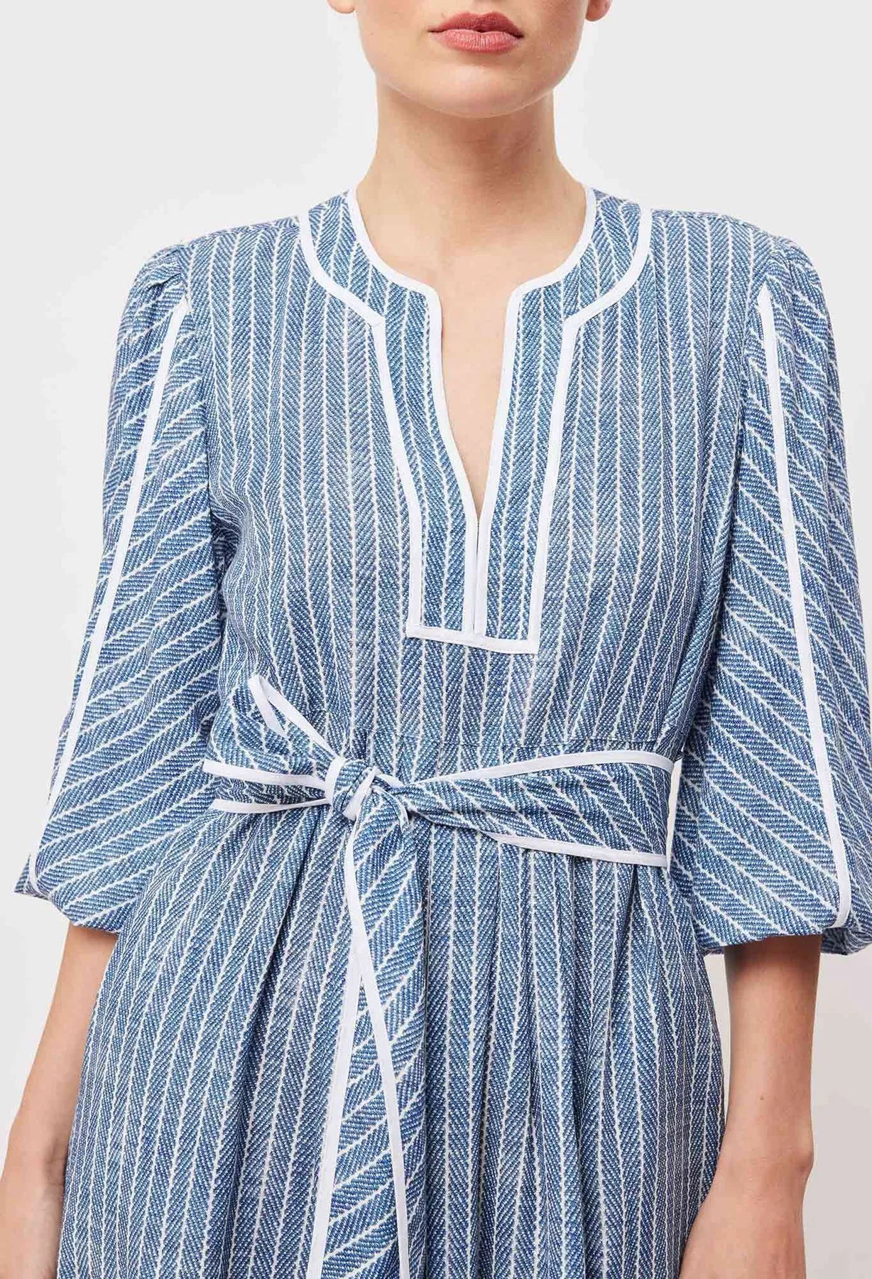ANTIGUA LINEN VISCOSE BABYDOLL DRESS | Del Mar Stripe