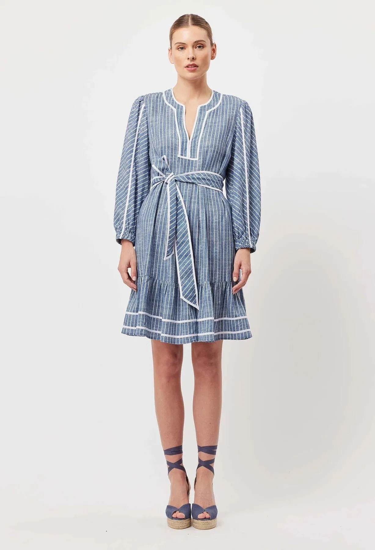 ANTIGUA LINEN VISCOSE BABYDOLL DRESS | Del Mar Stripe