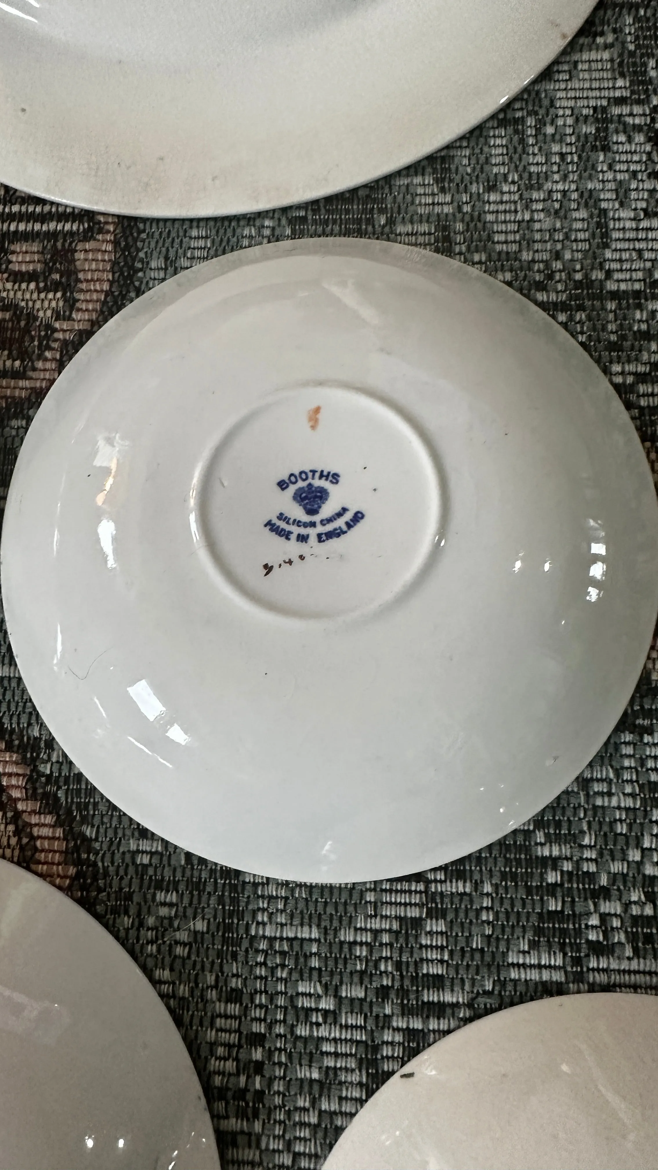 Antique China Set, 13 Pieces, Booths Silicon China, England, Blue and White, Pink, Geen, Red Floral Design