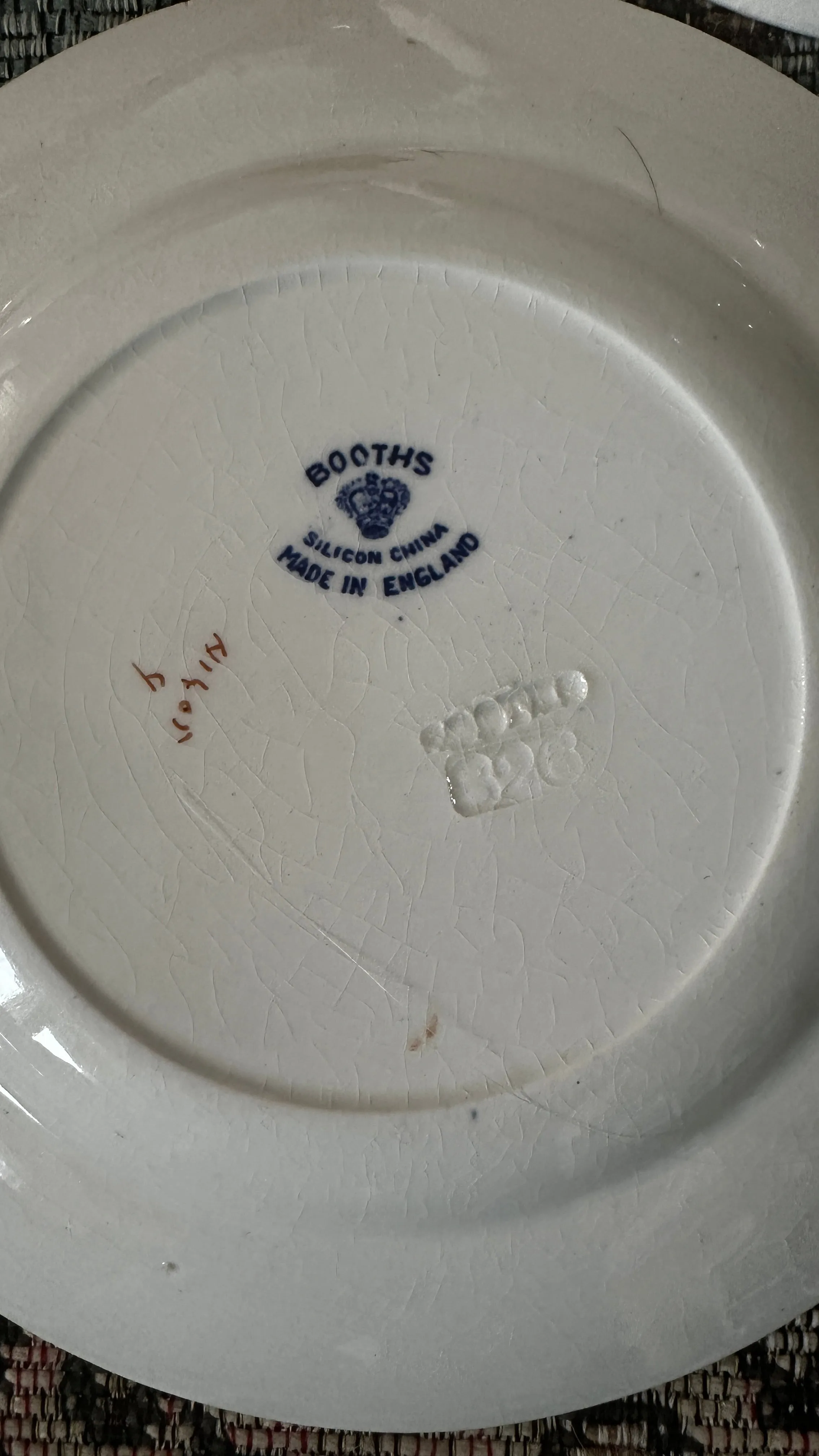 Antique China Set, 13 Pieces, Booths Silicon China, England, Blue and White, Pink, Geen, Red Floral Design