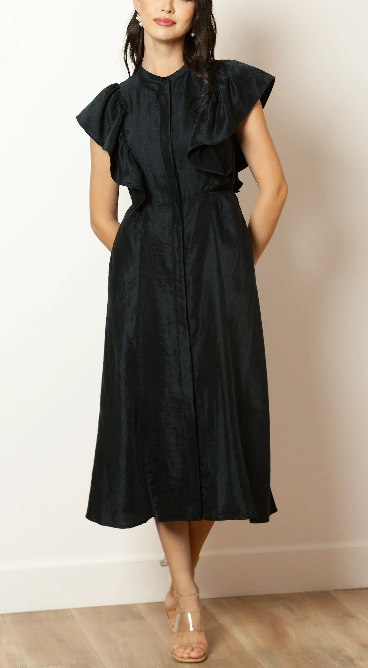 April Linen Dress in Black