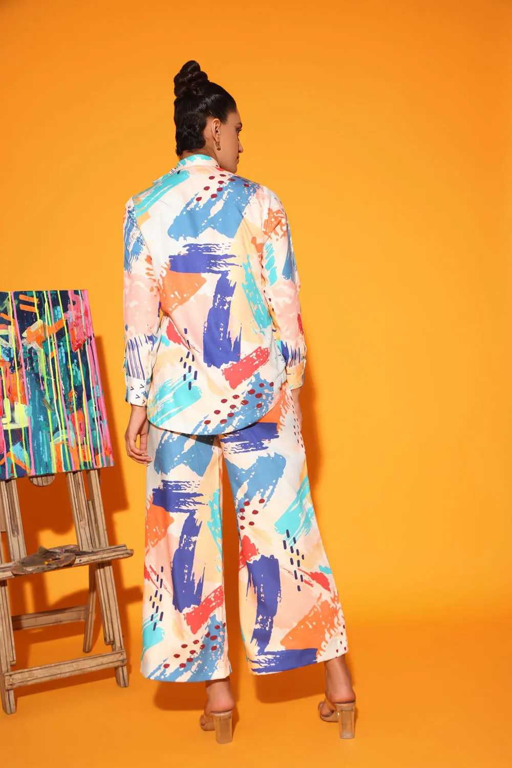 Asymmetric Top with Wide Leg Pants