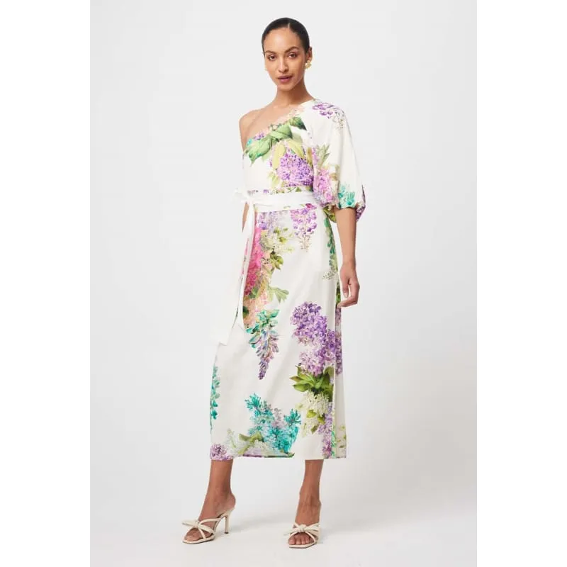Bahia One Shoulder Linen Viscose Dress | Wisteria Alba