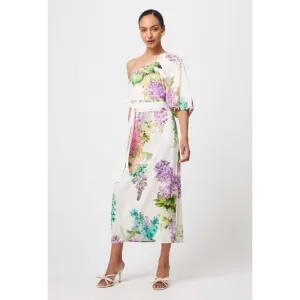 Bahia One Shoulder Linen Viscose Dress | Wisteria Alba