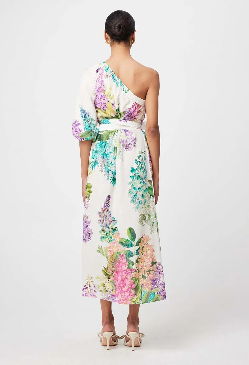 Bahia One Shoulder Linen Viscose Dress | Wisteria Alba