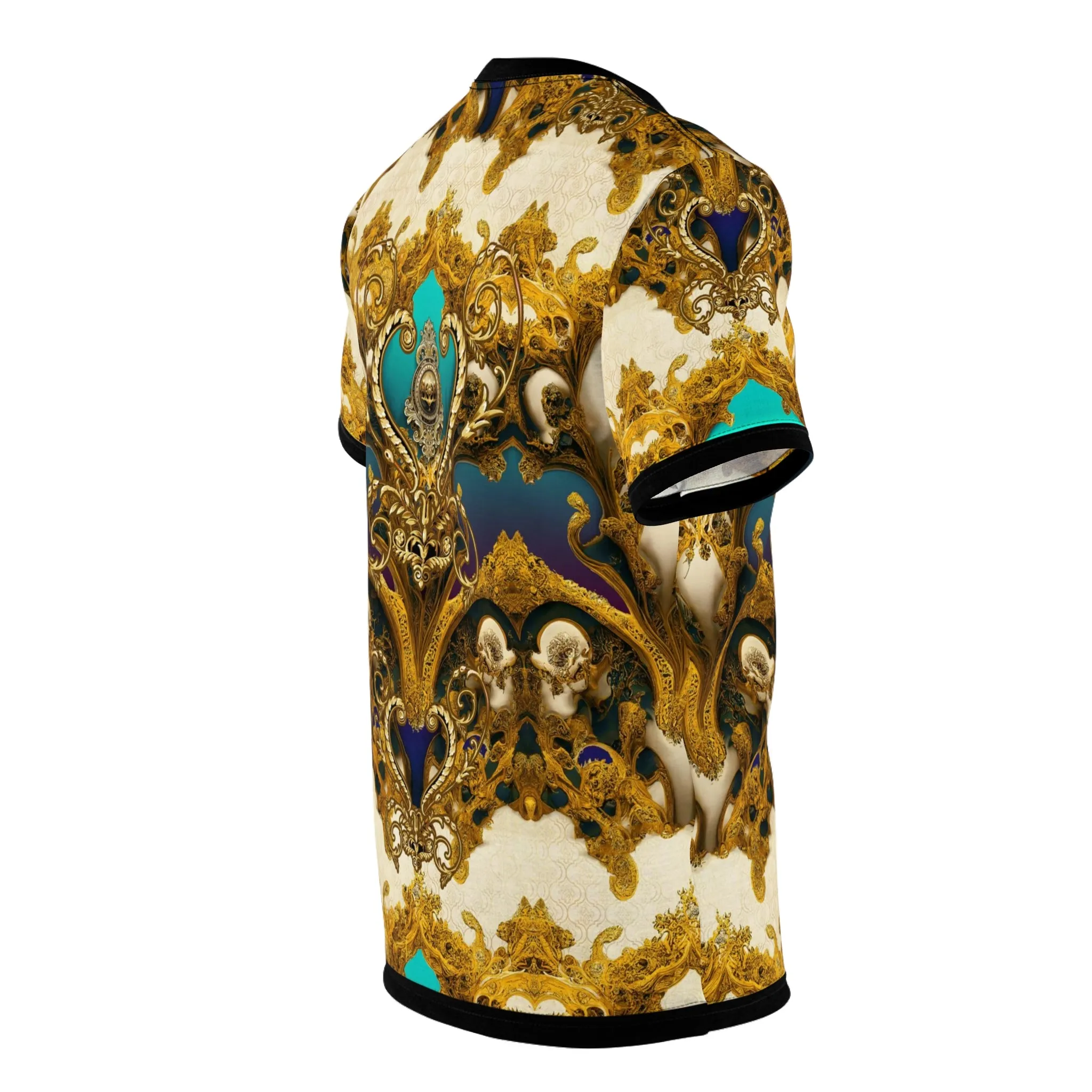 Baroque Aqua T-Shirt Unisex All Over Print Tee Decorative Gold Unisex T-Shirt | D20130