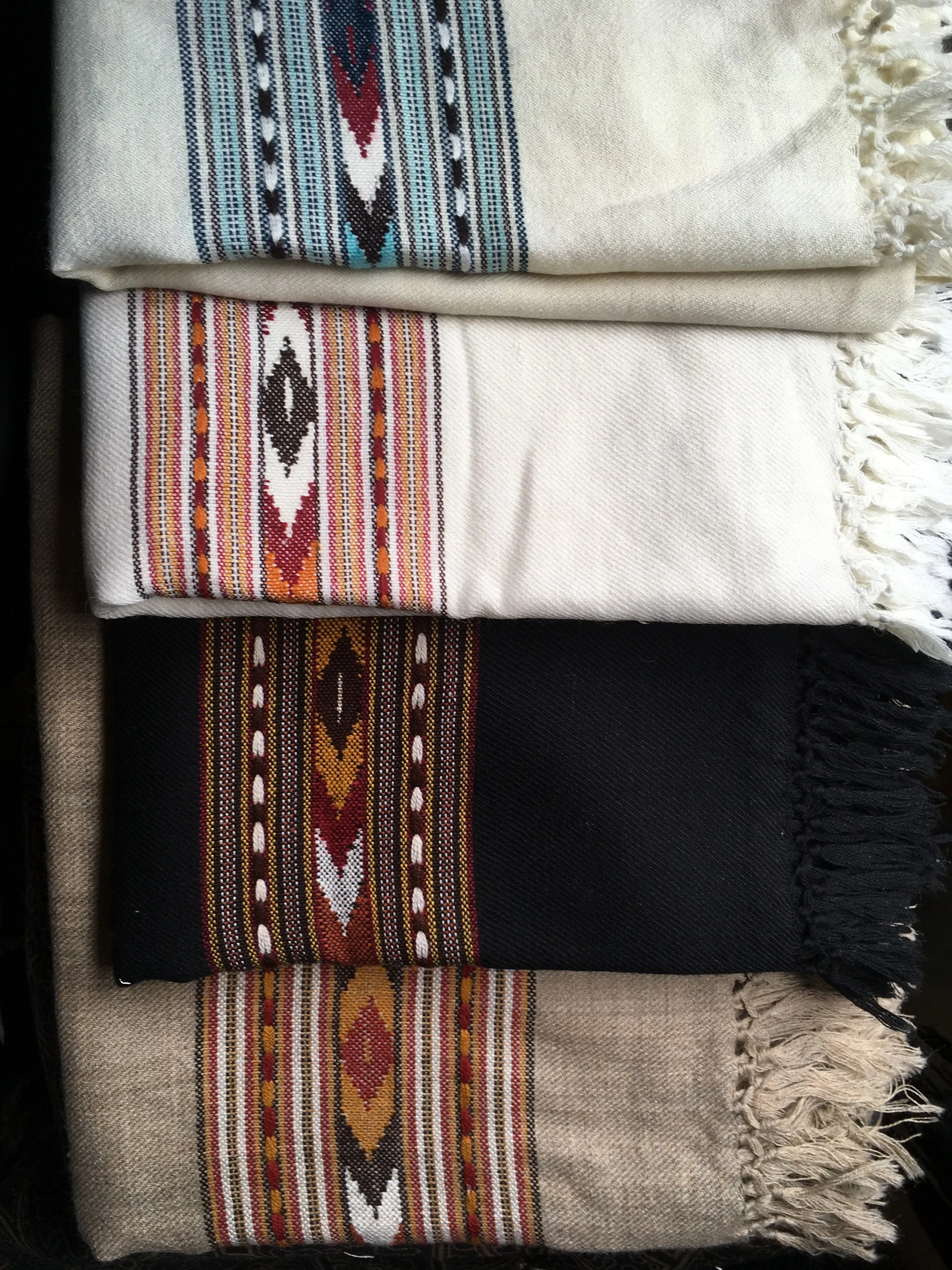 BHAVA Shawl Black Handwoven Wool Meditation Prayer Scarf Blanket Premium Pure Cashmere Tibetan Winter Tribal Zen Embroidery Boho AJJAYA
