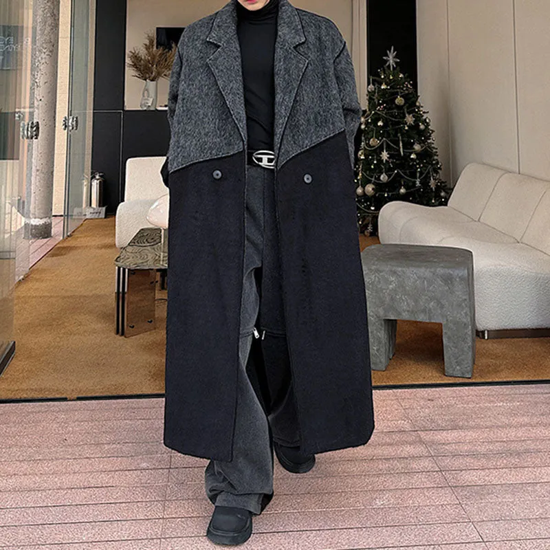 Black and Gray Patchwork Irregular Wide Coat