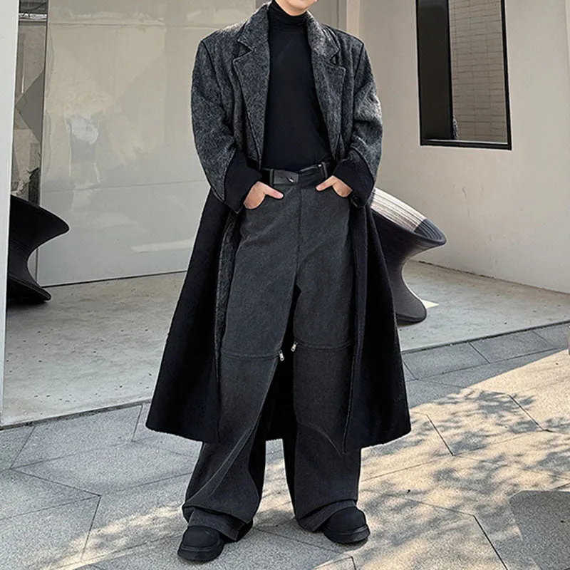 Black and Gray Patchwork Irregular Wide Coat