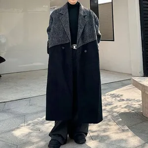 Black and Gray Patchwork Irregular Wide Coat