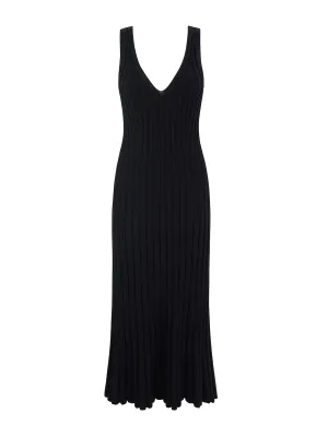 Black Mermaid v-neck knitted dress