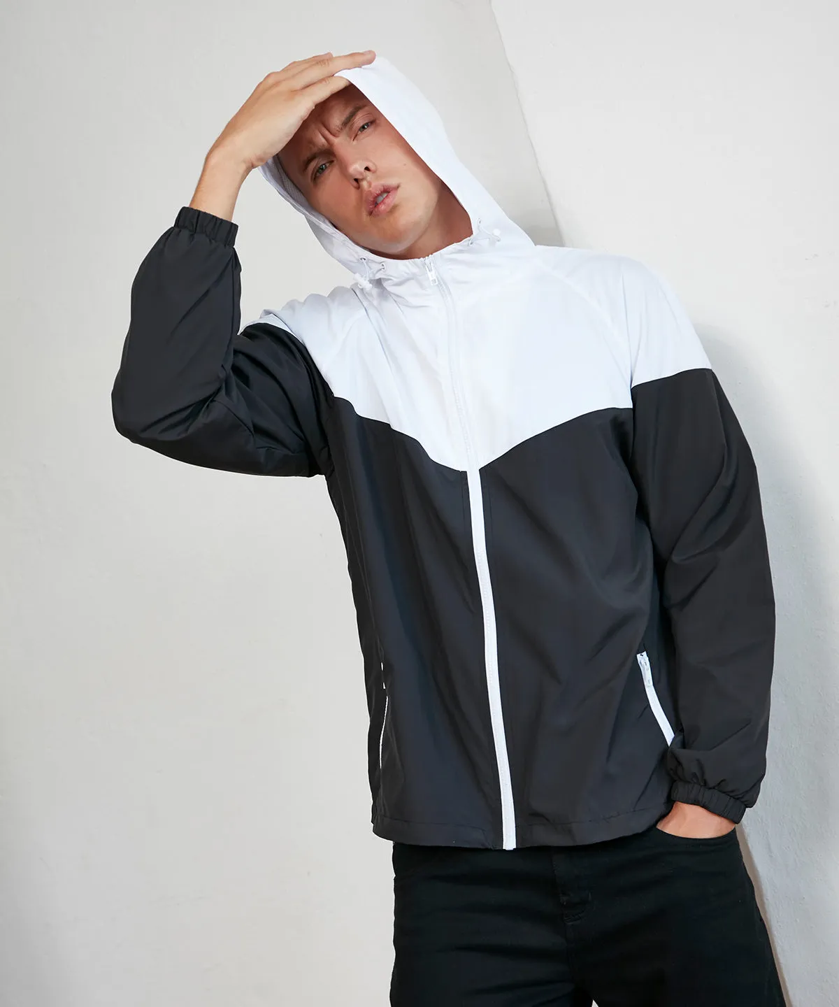 Black/White - Two-tone tech windrunner jacket