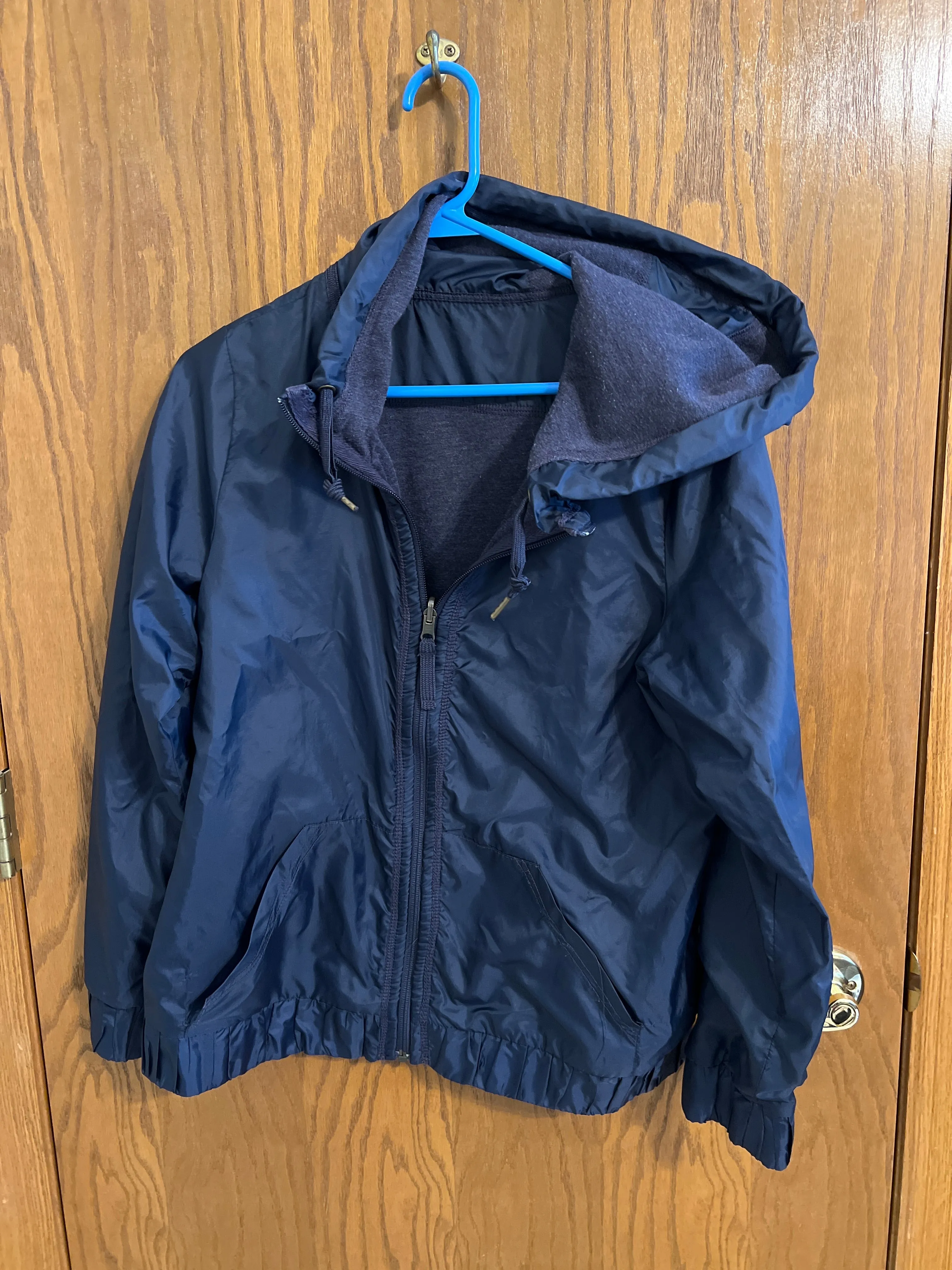 Blue light weight cozy jacket with hood - size Clothes S