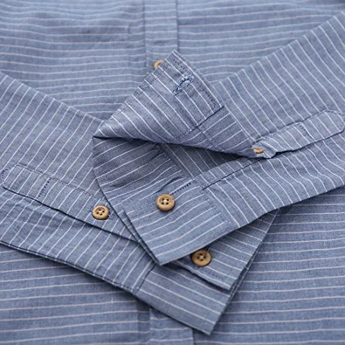 Boy Long Sleeve Blue Striped Chambray Shirt