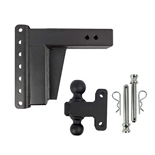 BulletProof Hitches 3.0" Adjustable Extreme Duty (36,000lb Rating) 8" Drop/Rise Trailer Hitch with 2" and 2 5/16" Dual Ball (Black Textured Powder Coat, Solid Steel)