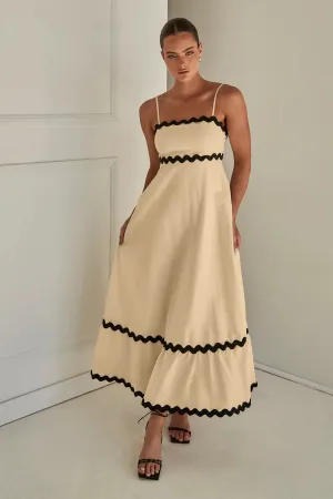 Chic Summer Breeze Solid color Swing Dress | Ruffle Maxi Dress | Beach Cami Dress | A line Dress