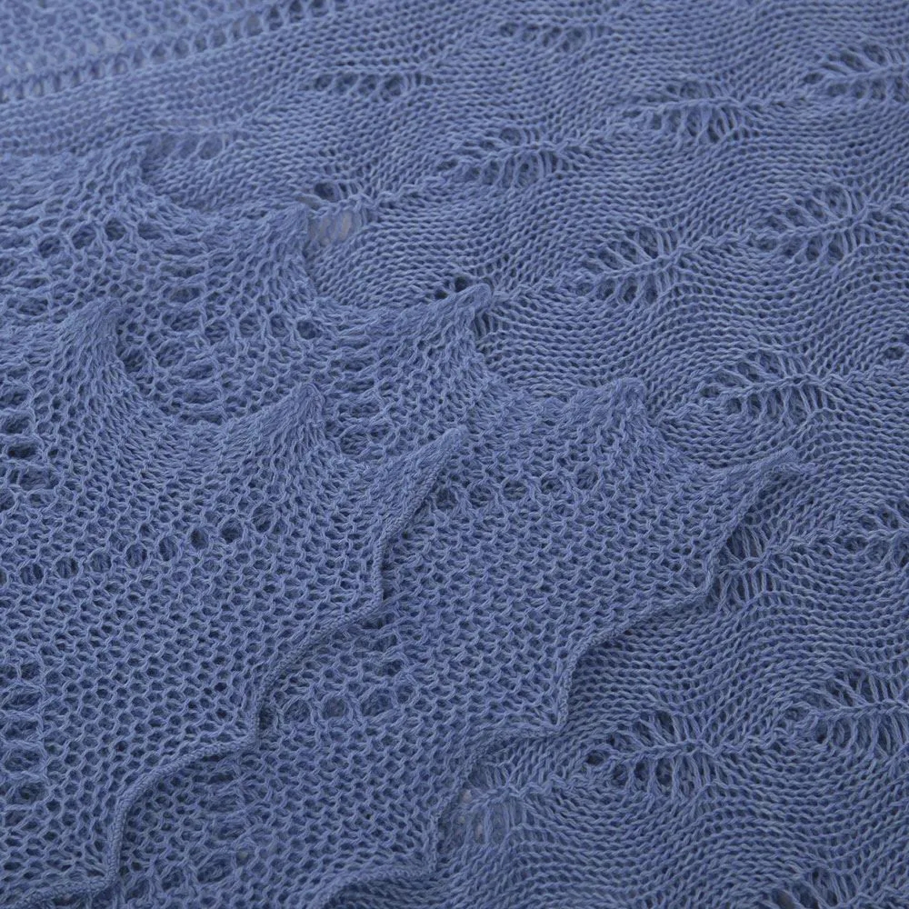 Classic Shetland Style Merino Wool Shawl - Slate Blue