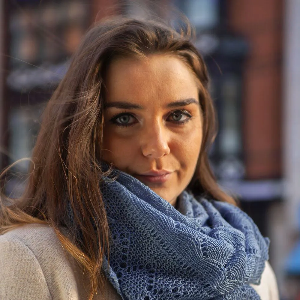 Classic Shetland Style Merino Wool Shawl - Slate Blue