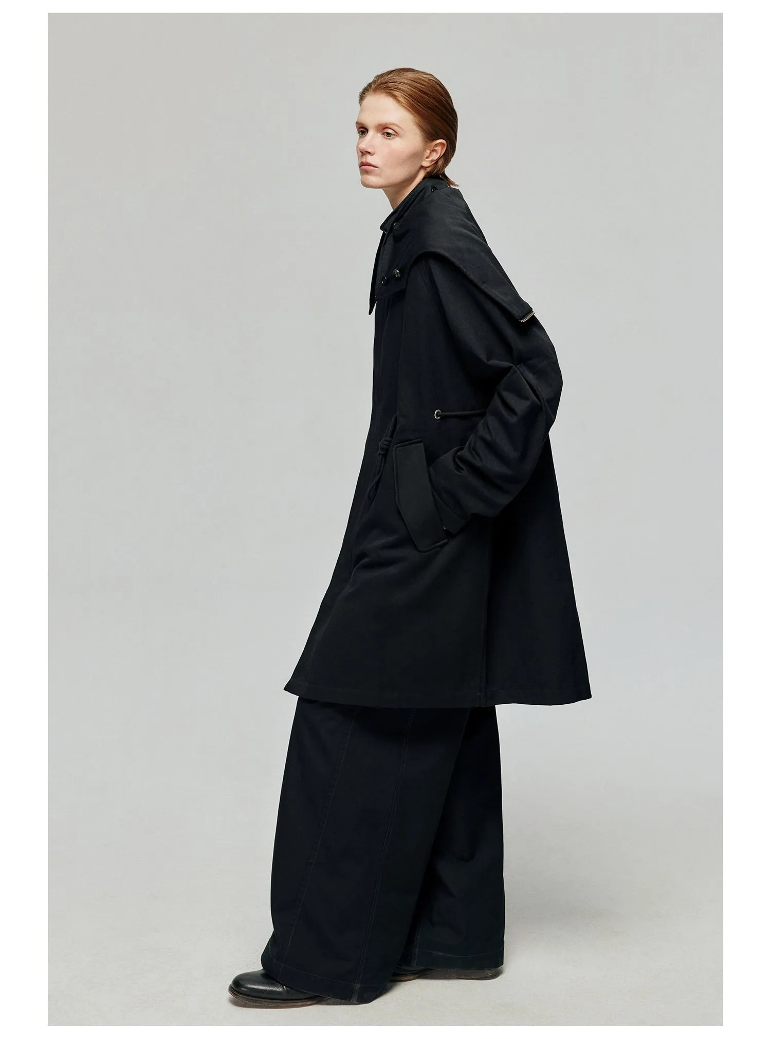 Contrast belt wide-leg casual pants