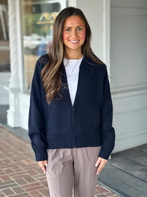 Elliott Lauren Navy Zip Cardigan