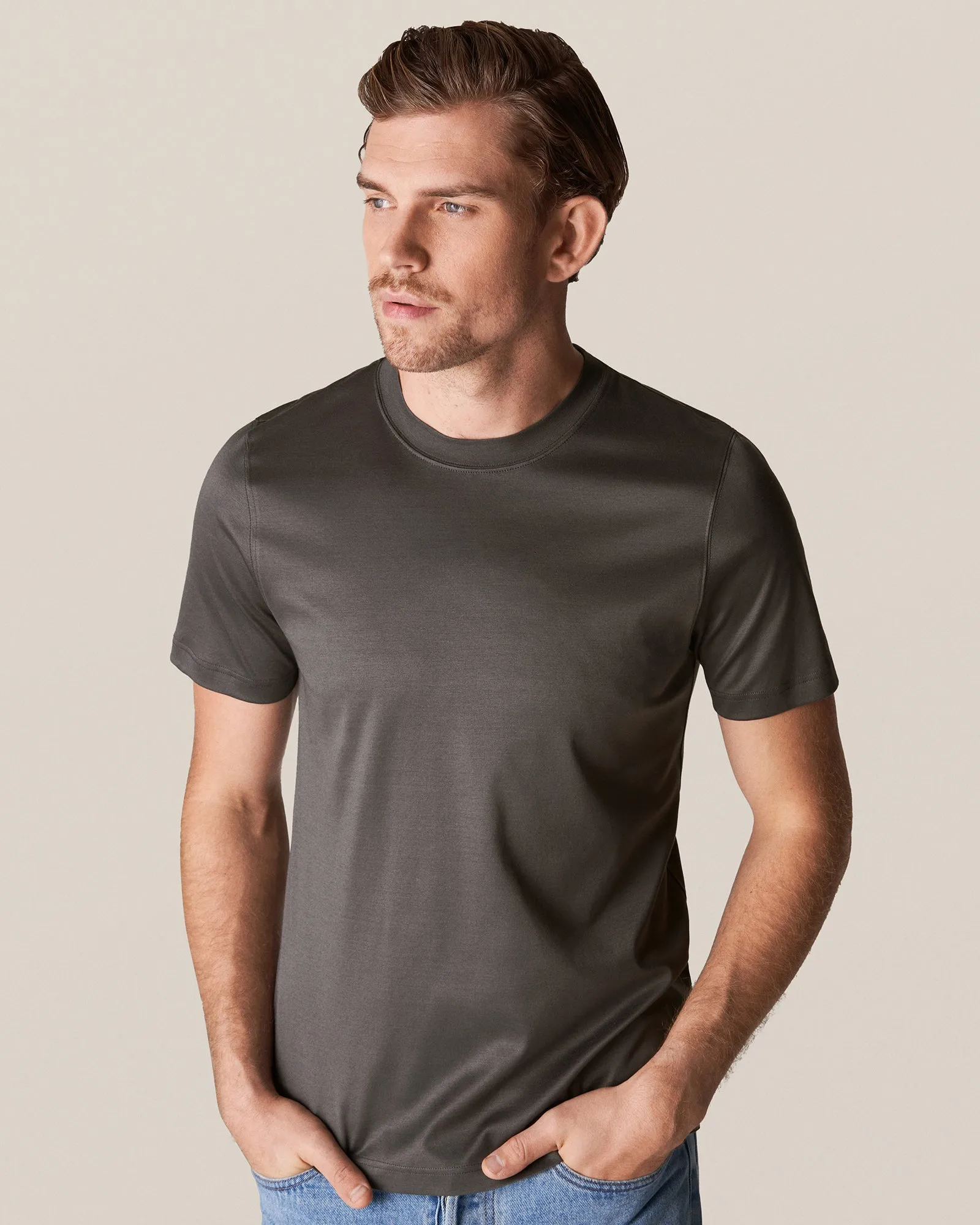 ETON 10000235615 SS FILO DI SCOZIA GREY CREW T-SHIRT