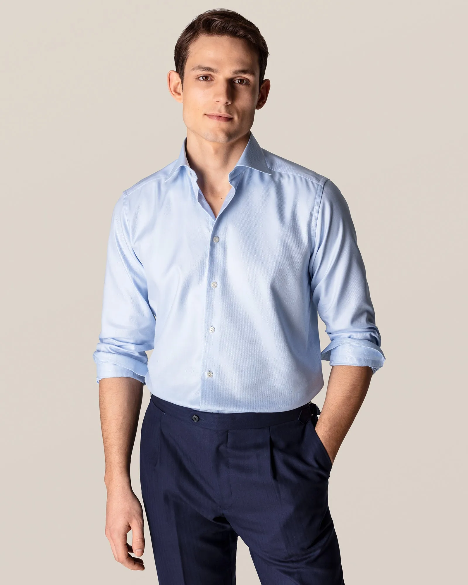 ETON 31007931122 BLUE TEXTURED TWILL CONTEMPORARY SC SHIRT