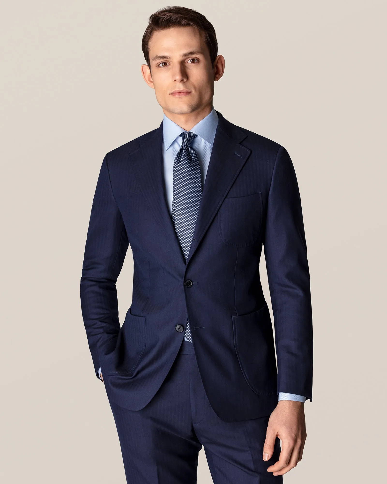ETON 31007931122 BLUE TEXTURED TWILL CONTEMPORARY SC SHIRT