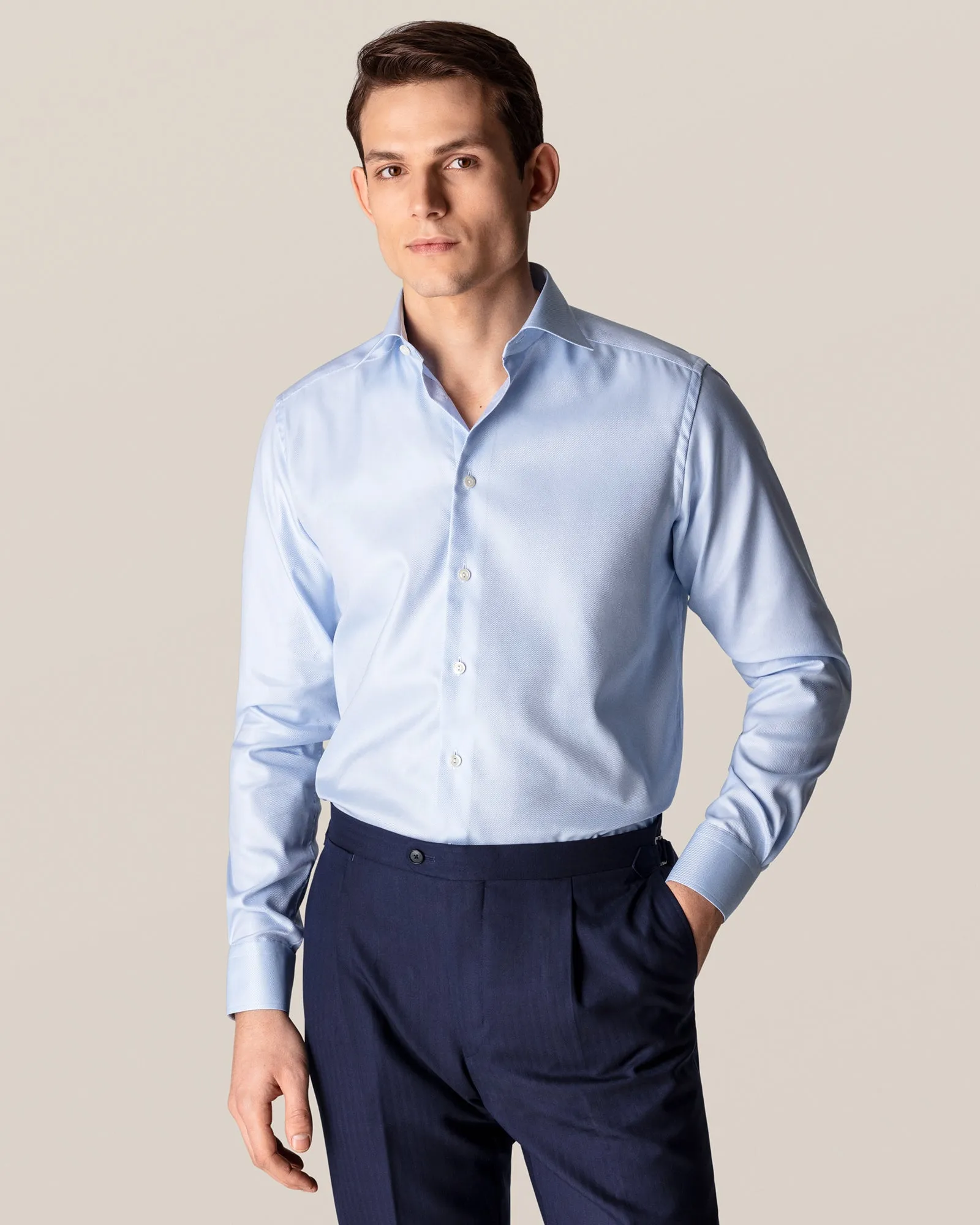 ETON 31007931122 BLUE TEXTURED TWILL CONTEMPORARY SC SHIRT