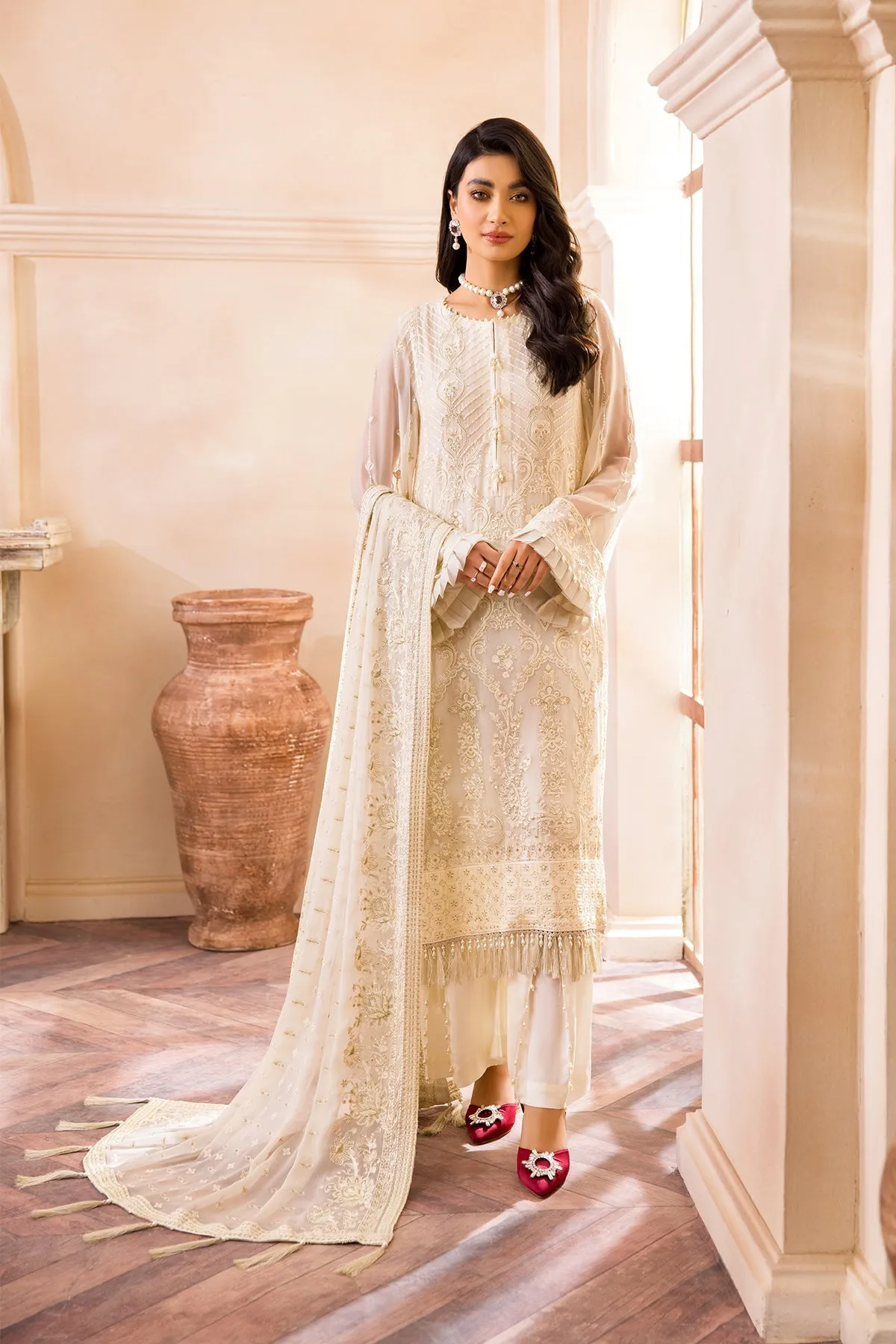 Farasha Embroidered Luxury Chiffon Collection 2022 – CREME