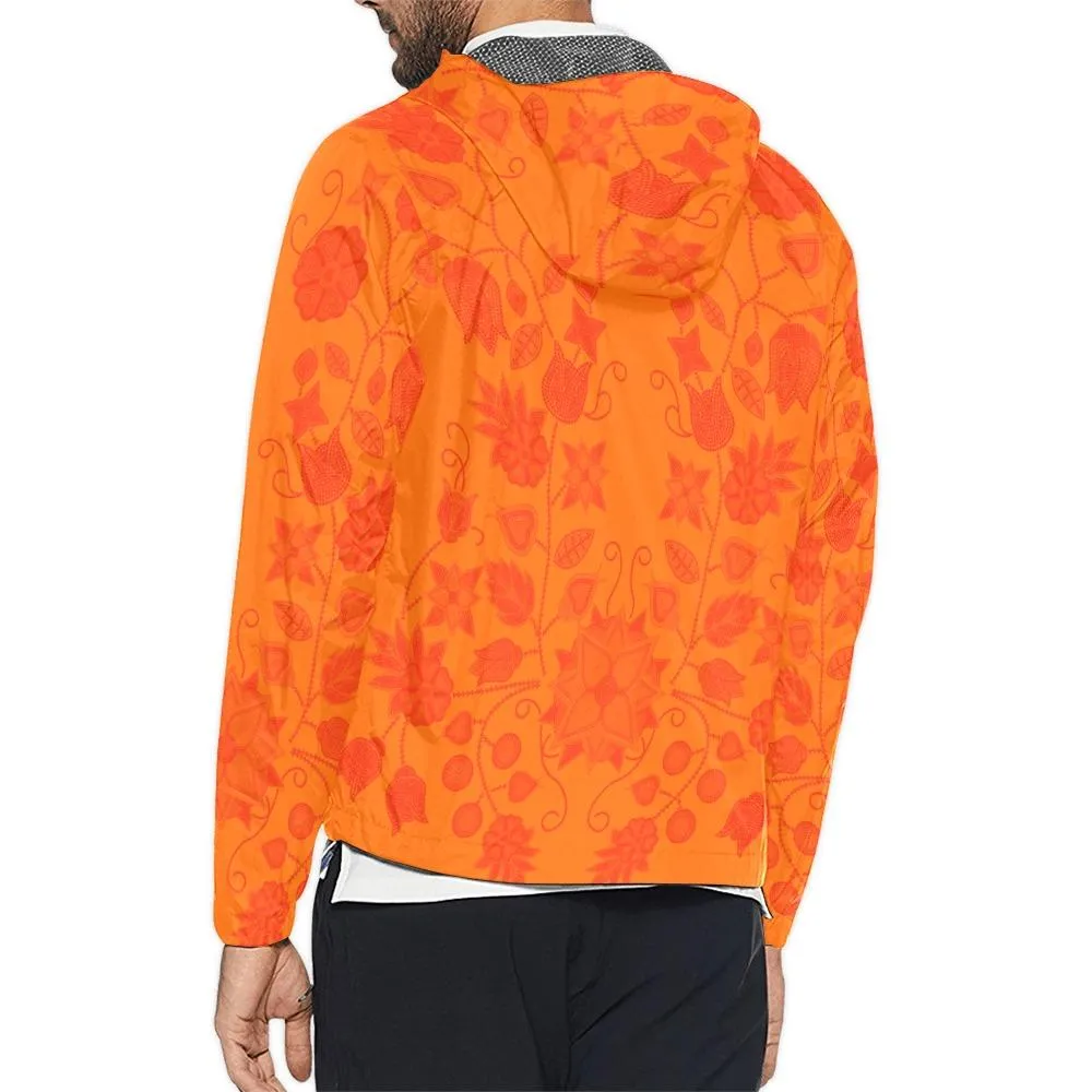 Floral Beadwork Real Orange Unisex Windbreaker