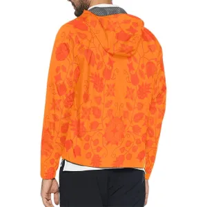 Floral Beadwork Real Orange Unisex Windbreaker
