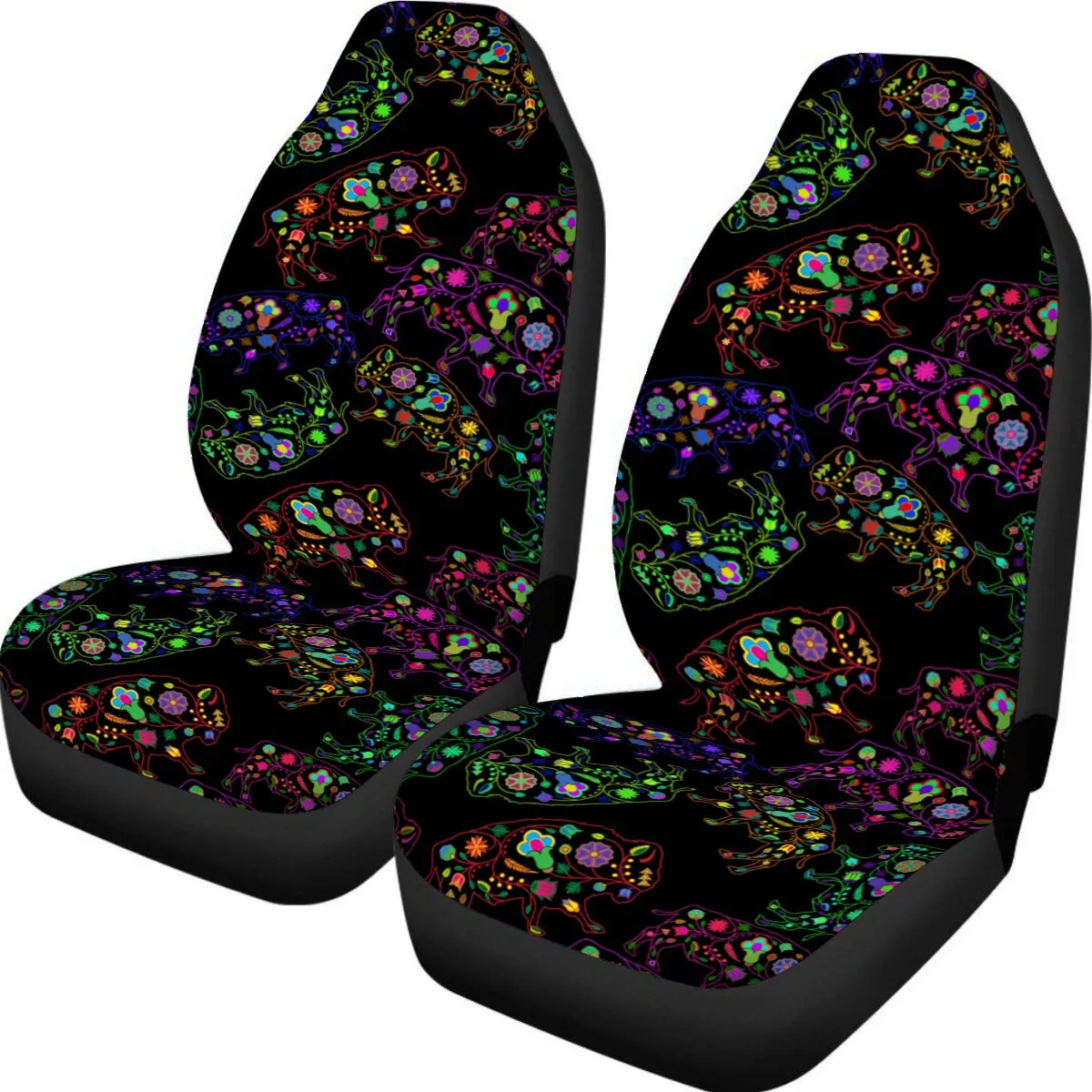 Floral Buffalo Universal Car Seat Cover With Thickened Back