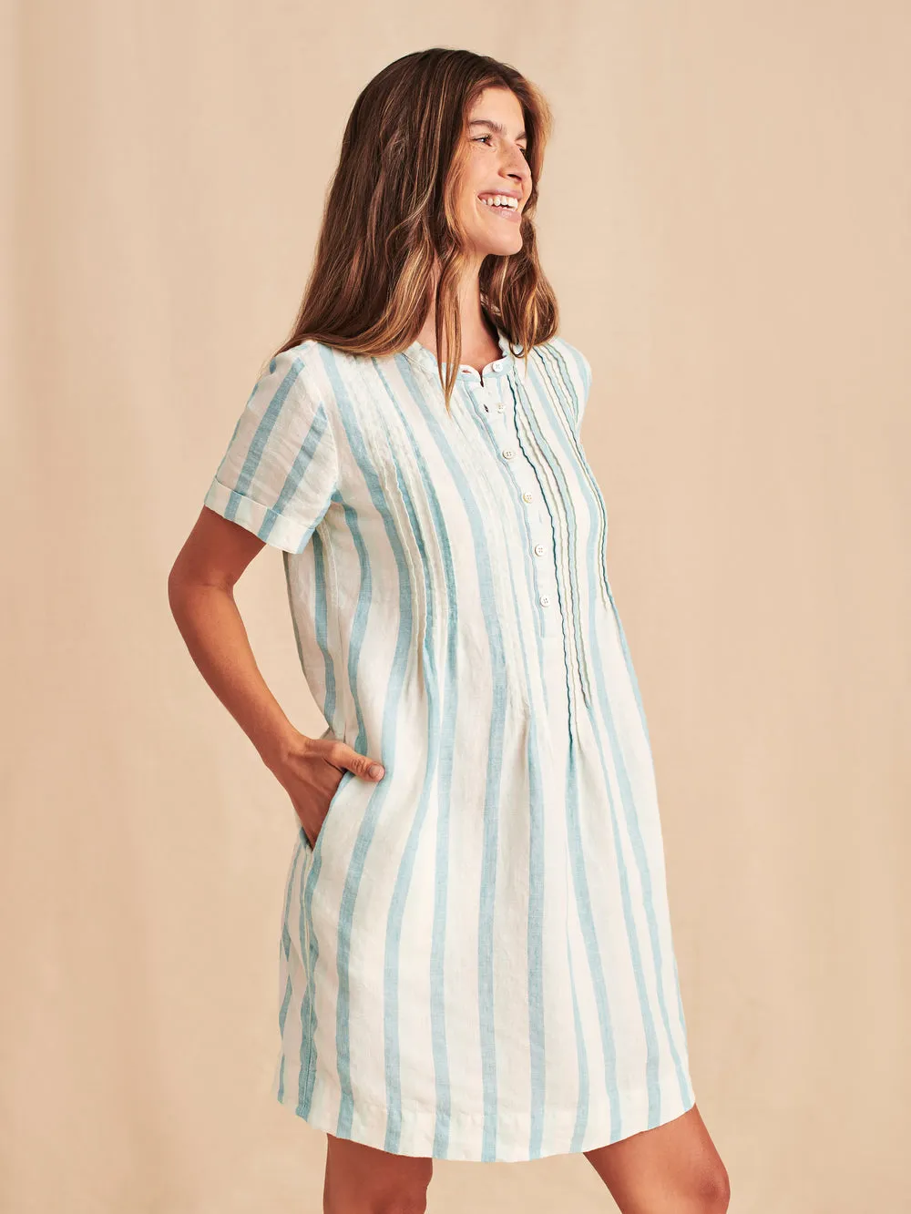 Gemina Dress in Ocean Catalina Stripe