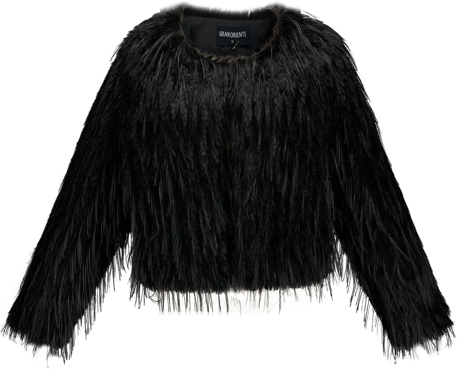 GRAN ORIENTE Women Winter Warm Shaggy Faux Fur Coat,Fluffy Fleece Open Front Long Sleeve Jacket Outerwear with Pockets