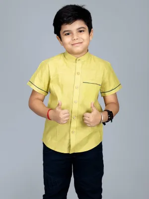 Handwoven Cotton Olive Boys Shirt