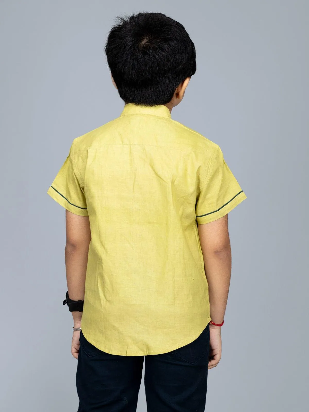 Handwoven Cotton Olive Boys Shirt