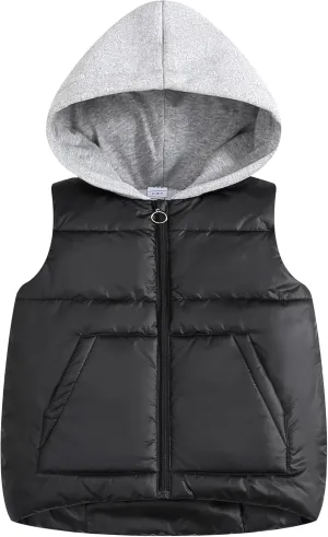 Happy Cherry Kids Puffer Hooded Vest Down Sleeveless Jacket Windproof Coat for Boys Girls 7-13 Years