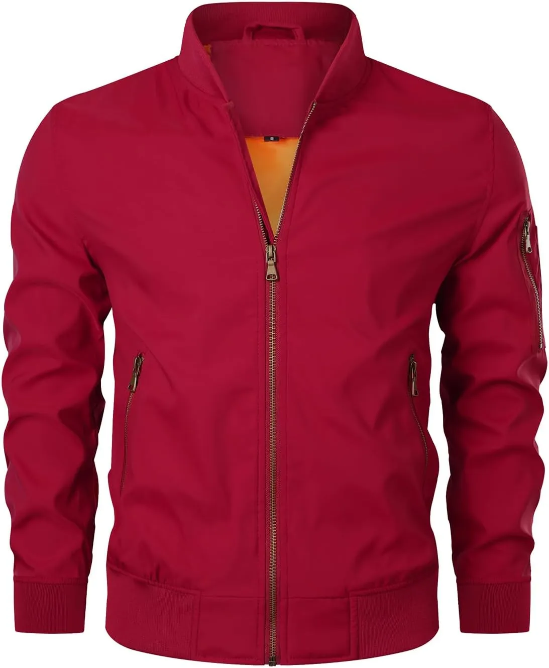 HOOD CREW Mens Bomber Jacket Lightweight Casual Stylish Spring Fall Windbreaker Zip Up Outwear Coat with Pockets