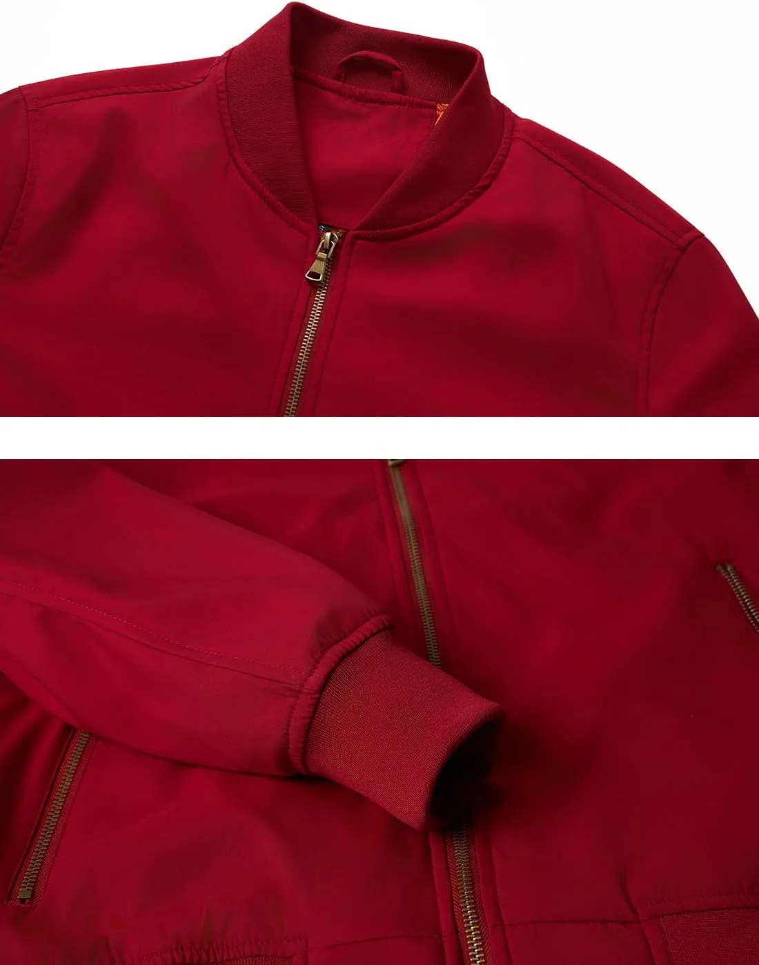 HOOD CREW Mens Bomber Jacket Lightweight Casual Stylish Spring Fall Windbreaker Zip Up Outwear Coat with Pockets