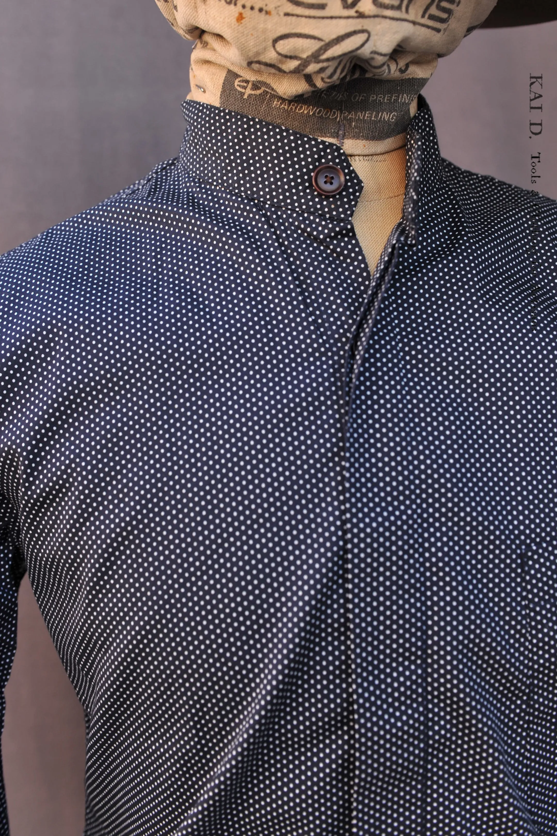 Italian Cotton Snyder Tunic Shirt - Micro Dots - M, L, XL
