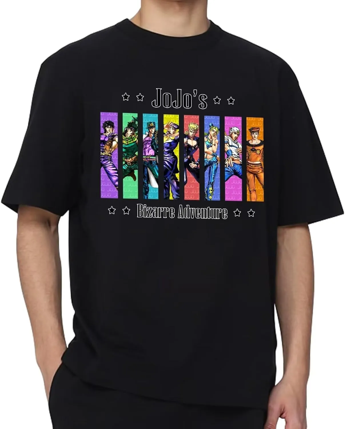 JoJo's Bizarre Adventure Shirt Anime Fashion Trend t-Shirt Unisex Short-Sleeved Tops Teen Fans Gifts Black tee Shirt