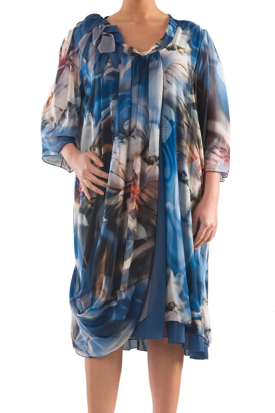 La Mouette Women's Plus Size Digital Print Chiffon Dress