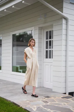Linda Dress in Striped Linen