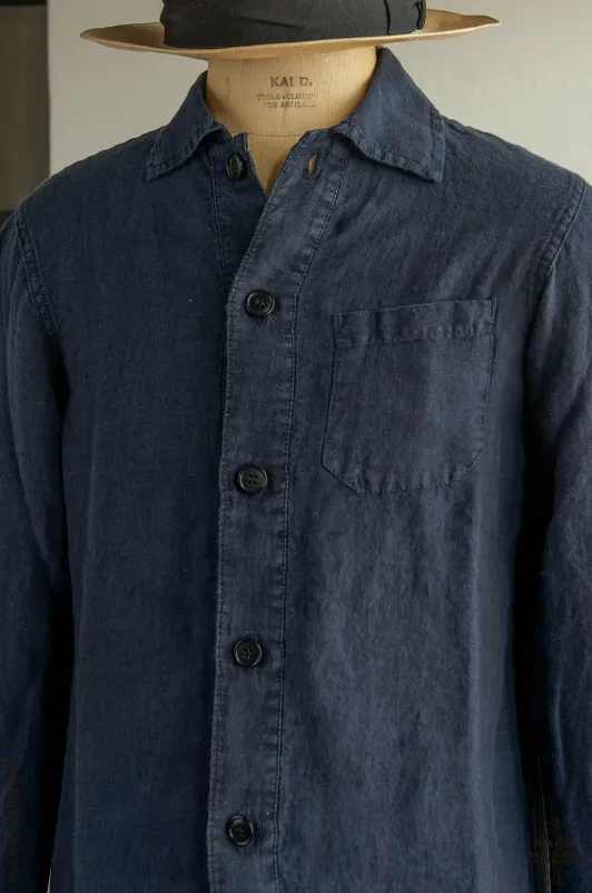 Linen Overshirt - Navy - 46