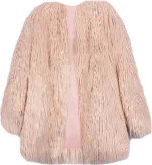 Lisa Colly Women's Autumn Winter Long Sleeve Fluffy Faux Fur Coat Shaggy Jacket Overcoat